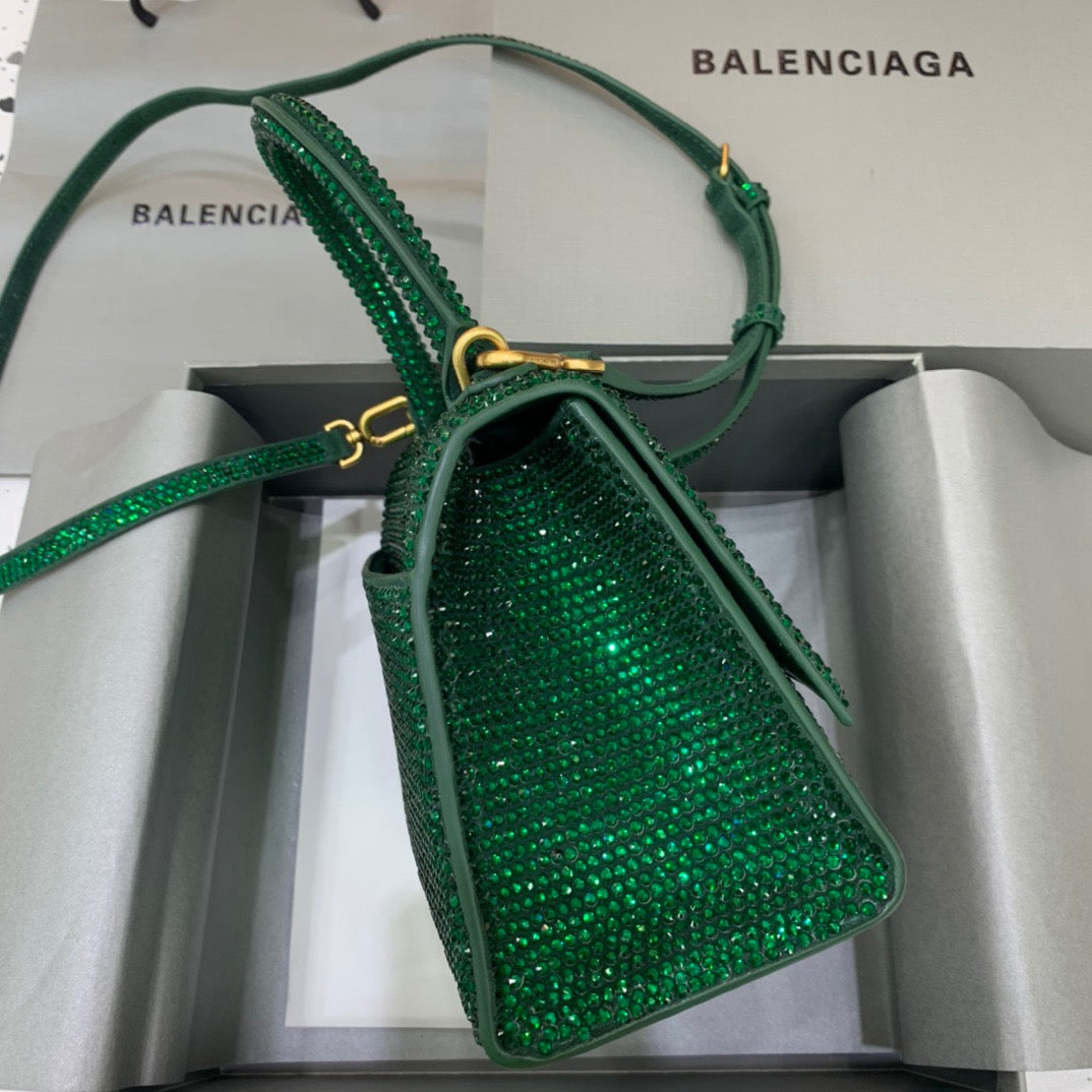 Balen Hourglass Small Handbag In Green, For Women,  Bags 9in/23cm