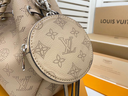 LV Bella Bucket Bag Mahina Galet Grey For Women, Women’s Handbags, Shoulder And Crossbody Bags 7.5in/22cm LV M57201