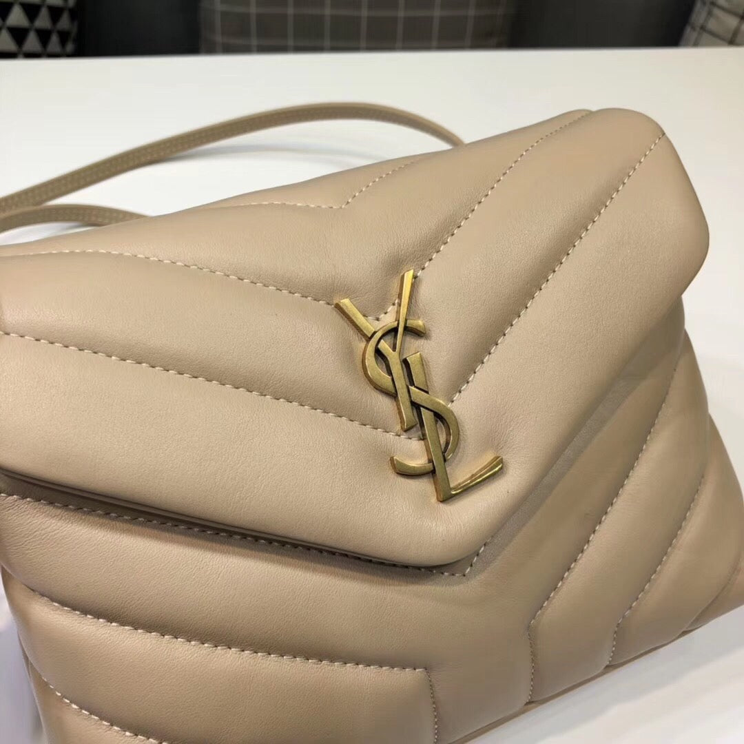 YSSL Loulou Mini Shoulder Bag Beige For Women 7in/18cm YSL