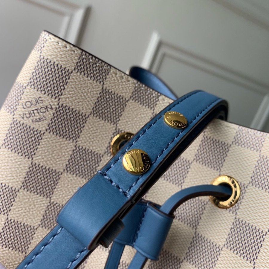 LV NeoNoe MM Bucket Bag Damier Azur Canvas Bleuet Blue For Women,  Shoulder And Crossbody Bags 10.2in/26cm LV N40153