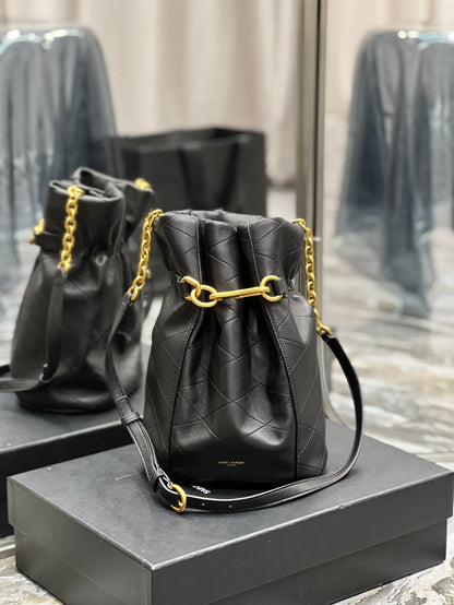 YSSL Le Maillon Bucket Bag Black For Women 10.6in/27cm YSL 686310AAAJK1000