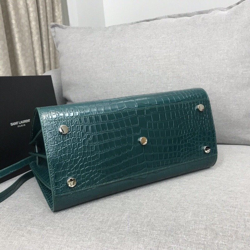 YSSL Sac De Jour Small In Embossed Crocodile Green For Women 12.5in/32cm YSL 