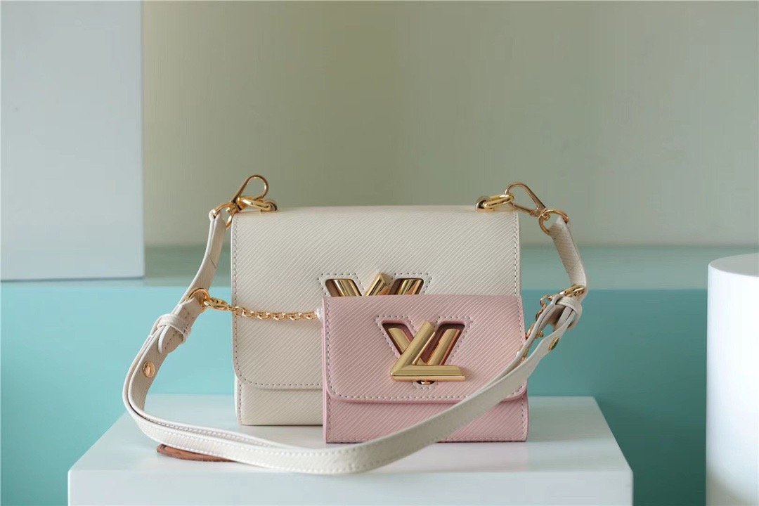 LV Twist PM Bag, Shoulder and Cross Body Bags For Women Taupe Brown / Pink 7.5in/19cm LV M59886