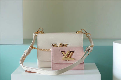 LV Twist PM Bag, Shoulder and Cross Body Bags For Women Taupe Brown / Pink 7.5in/19cm LV M59886