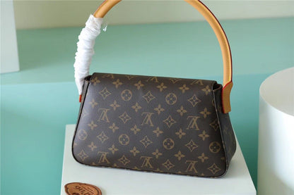 LV Mini Looping Flap Shoulder Bag Monogram For Women 9.4in/24cm Brown LV M51147