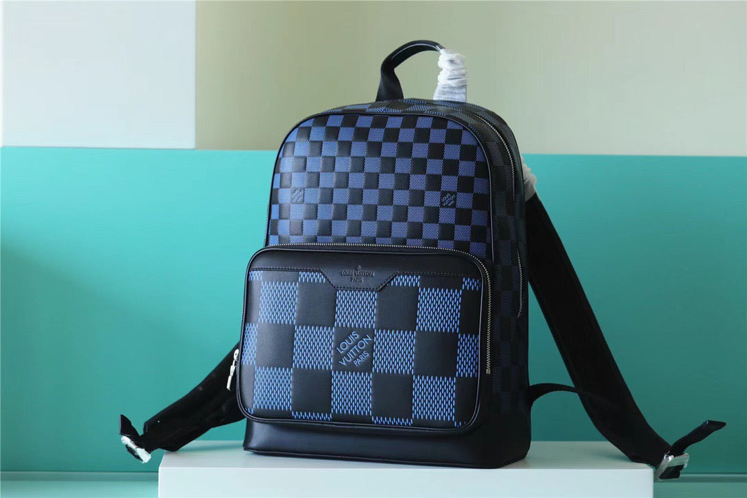 LV Campus Backpack Damier Infini 3D Navy Blue / Black For Men, Bags 39cm LV N50021