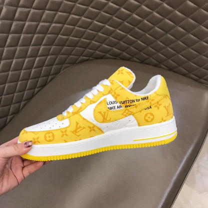 LV And NIKE “AIR.FORCE 1” By Virgil Abloh White/Yellow For Men, Shoes