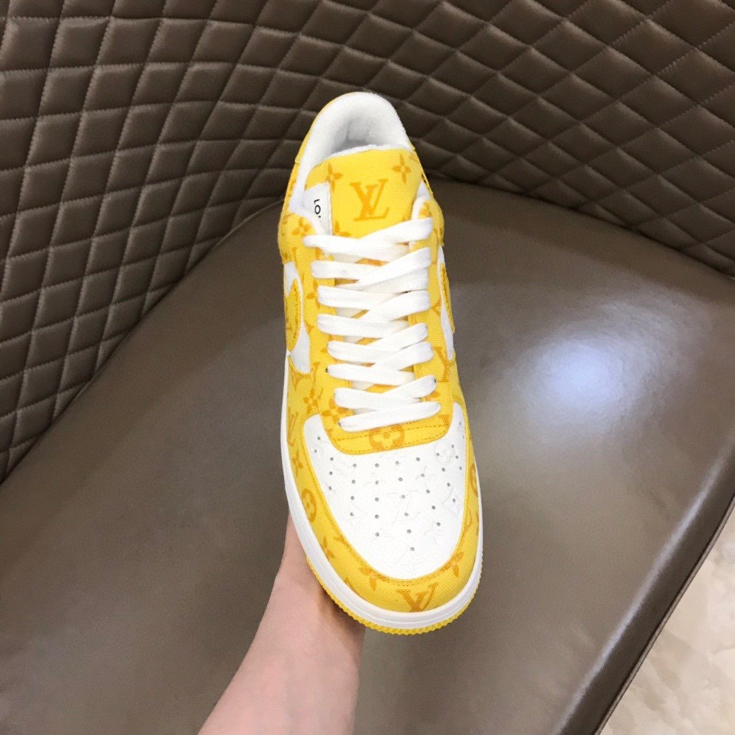 LV And NIKE “AIR.FORCE 1” By Virgil Abloh White/Yellow For Men, Shoes