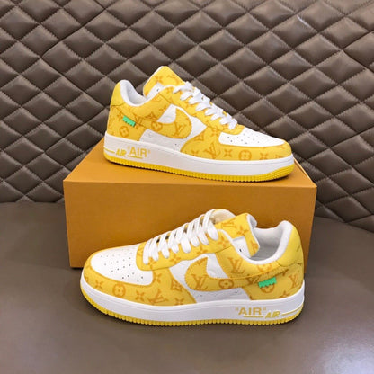 LV And NIKE “AIR.FORCE 1” By Virgil Abloh White/Yellow For Men, Shoes