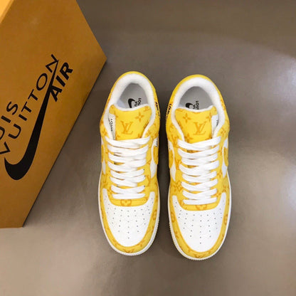 LV And NIKE “AIR.FORCE 1” By Virgil Abloh White/Yellow For Men, Shoes