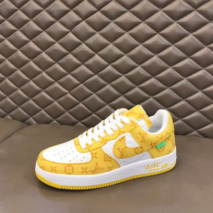 LV And NIKE “AIR.FORCE 1” By Virgil Abloh White/Yellow For Men, Shoes