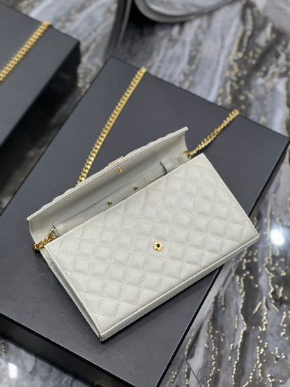 YSSL Envelope Small Chain Bag White For Women, Women&#8217;s Bags 8.6in/22cm YSL