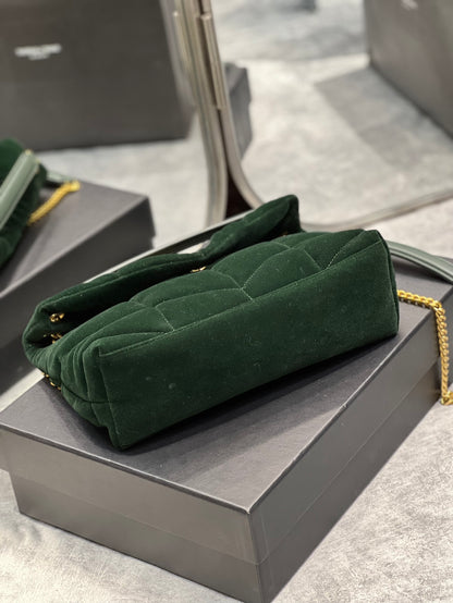 YSSL Puffer Small Chain Bag Dark Green For Women, Women&#8217;s Bags 11.4in/29cm YSL‎