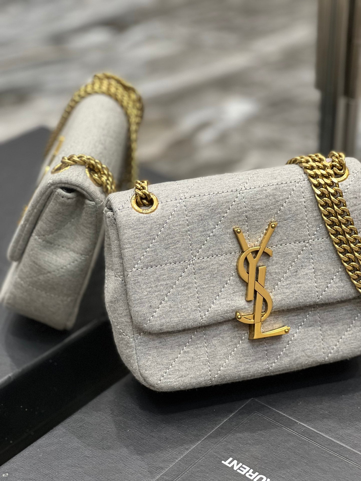 YSSL Jamie Mini Chain Bag Grey For Women, Women&#8217;s Bags 6.9in/17.5cm YSL 6981622F9271407