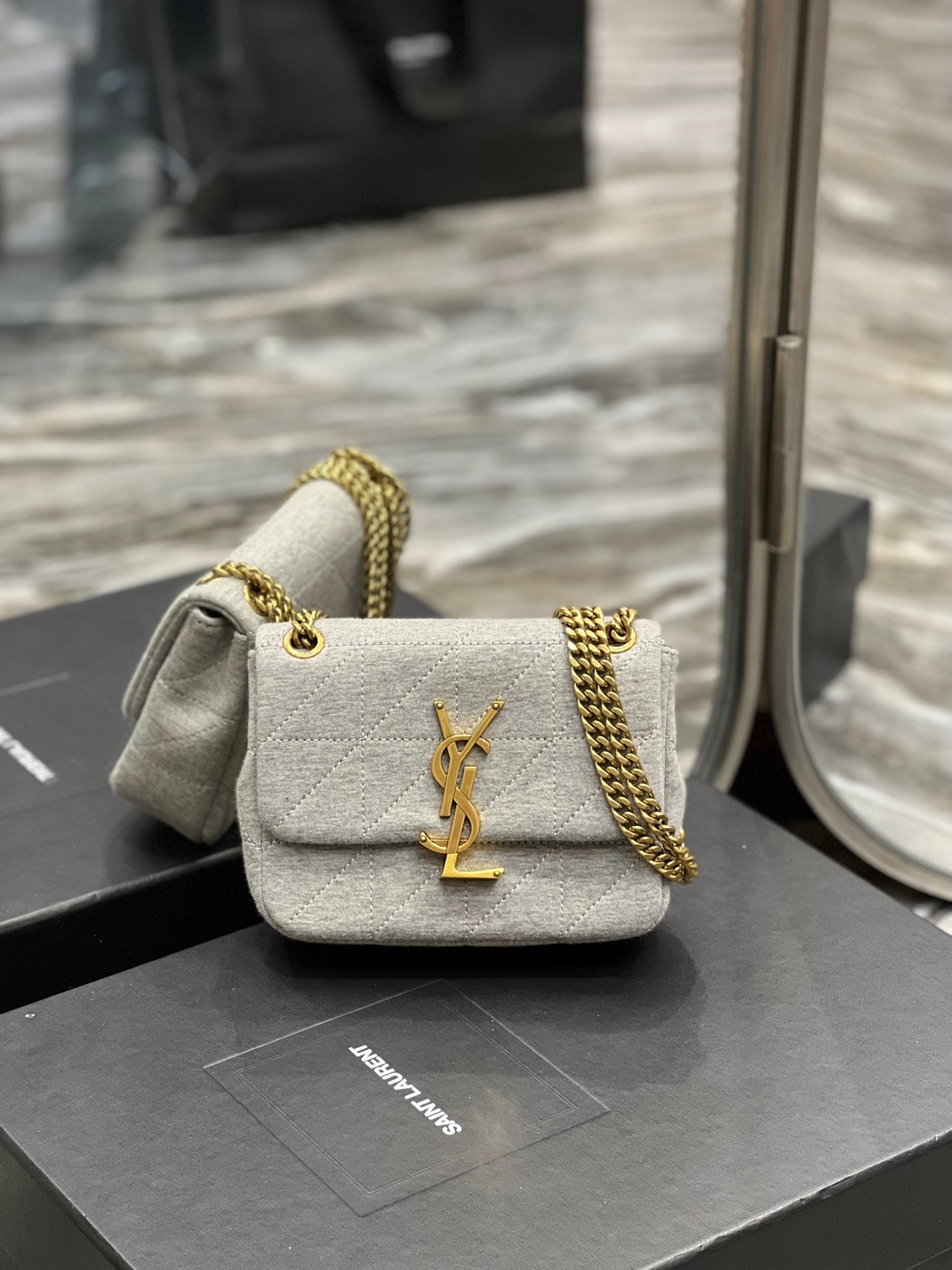 YSSL Jamie Mini Chain Bag Grey For Women, Women&#8217;s Bags 6.9in/17.5cm YSL 6981622F9271407